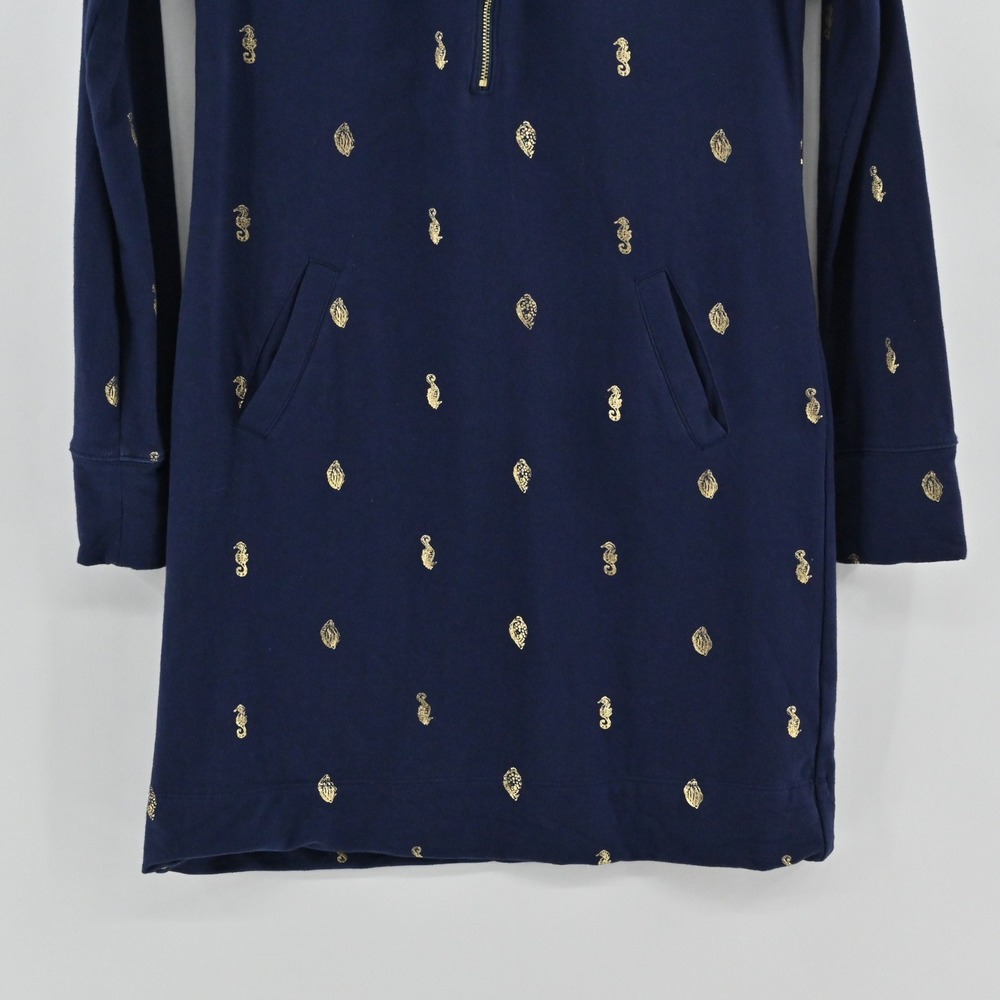 Lilly Pulitzer Skipper Ruffle Dress Womens Size XS Navy Gold Seahorse Cotton - Picture 11 of 14